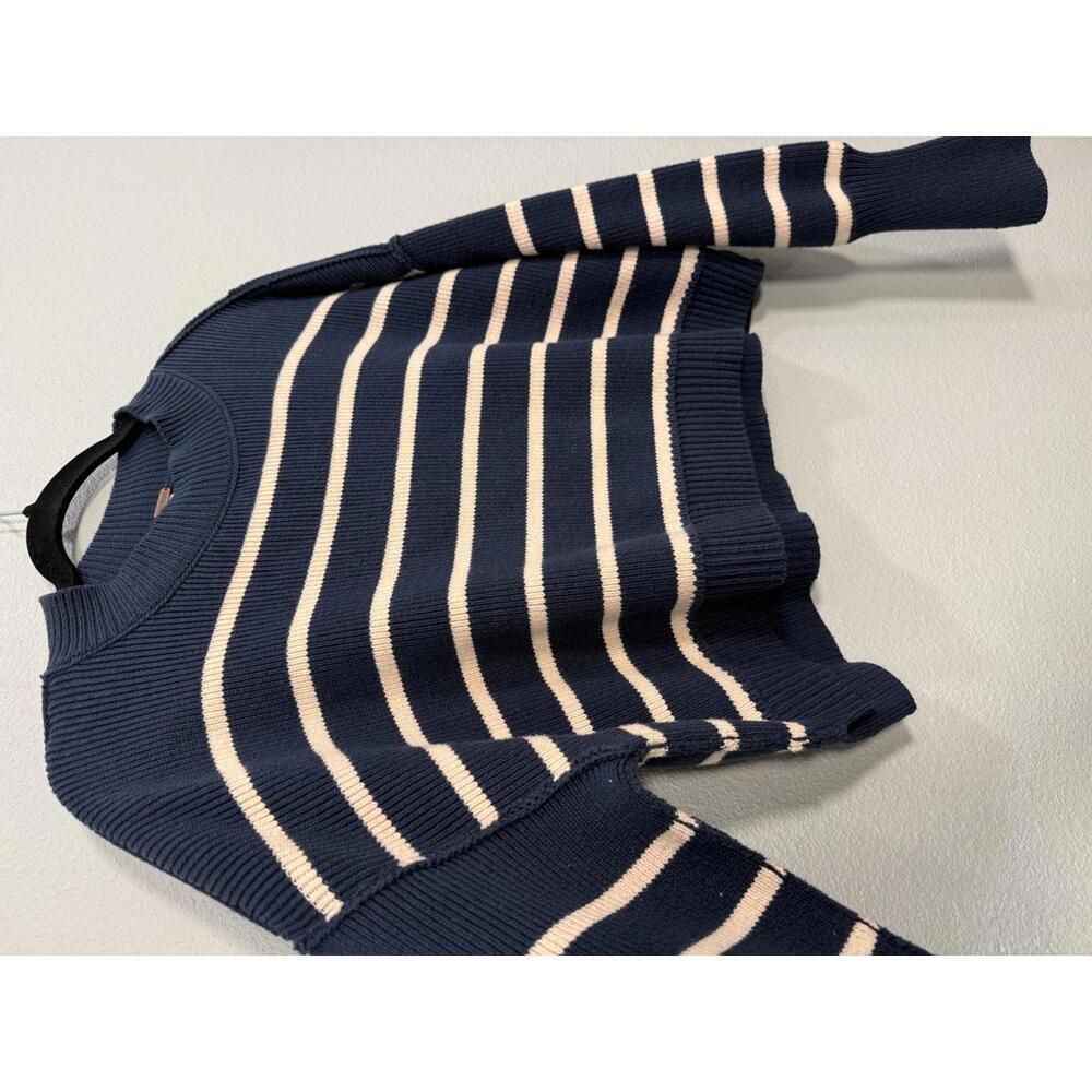 Free People Easy Street Crop Striped Pullover Sweater, Women's XS, Navy Blue - Picture 4 of 7